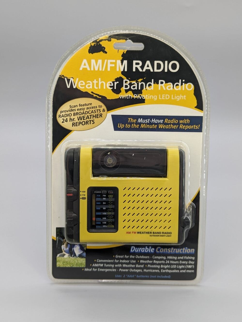 AM/FM Weatherband Radio With Pivoting Led Night Light Sealed Old Stock New